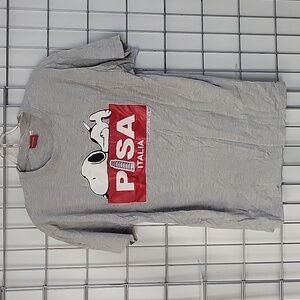 PEANUTS SNOPY PISA Italia Girls Large Short-Sleeved T-Shirt Size LG Gray and Red